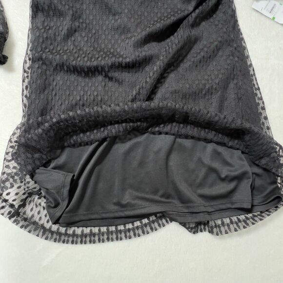 Nina Leonard Sheer Lace Overlay Mock Neck Sheath Dress Sz L Black Long Sleeve - Picture 12 of 16